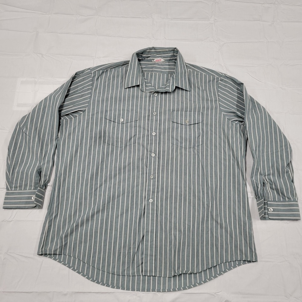 UNITOG Vintage green stripe long sleeve dress shirt size 19-19 1/2 USA made